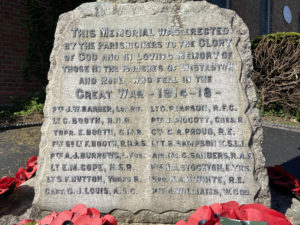 Wistaston & Rope War Memorial - First World War inscriptions